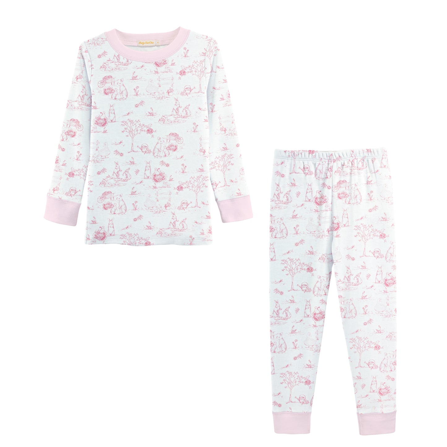 pink toile bunnies kid set