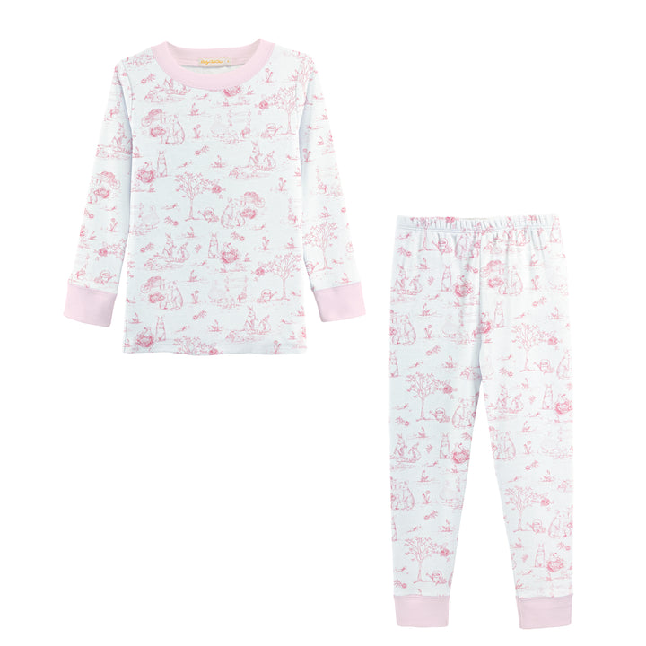 pink toile bunnies kid set