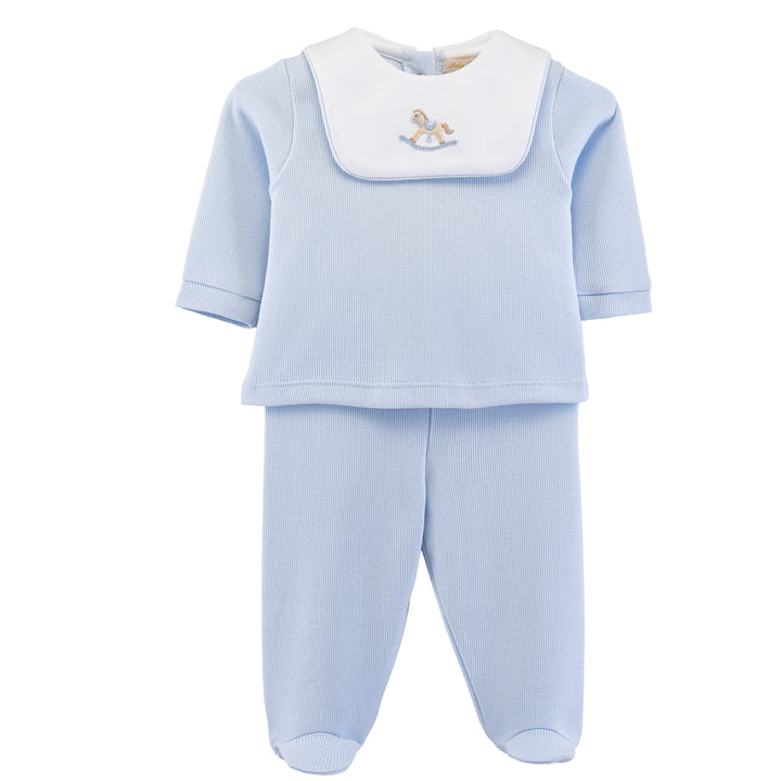 Rocking Horse Pima Jacquard Bib Top & Footed Pant Set