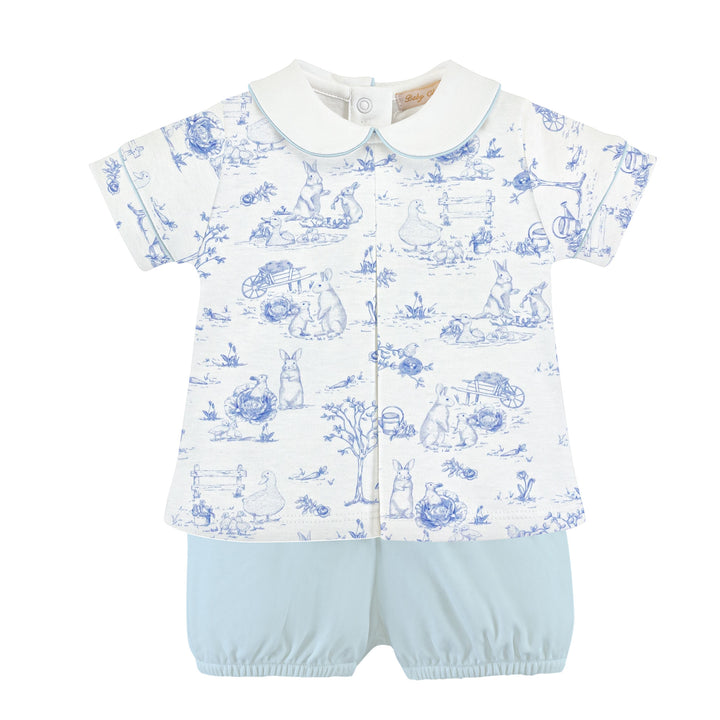 blue toile bunnies tee and pant set
