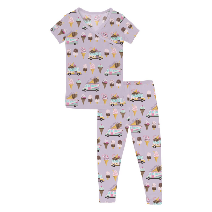 Short Sleeve Printed Kimono Pajama Set | Thistle Ice Cream Truck
