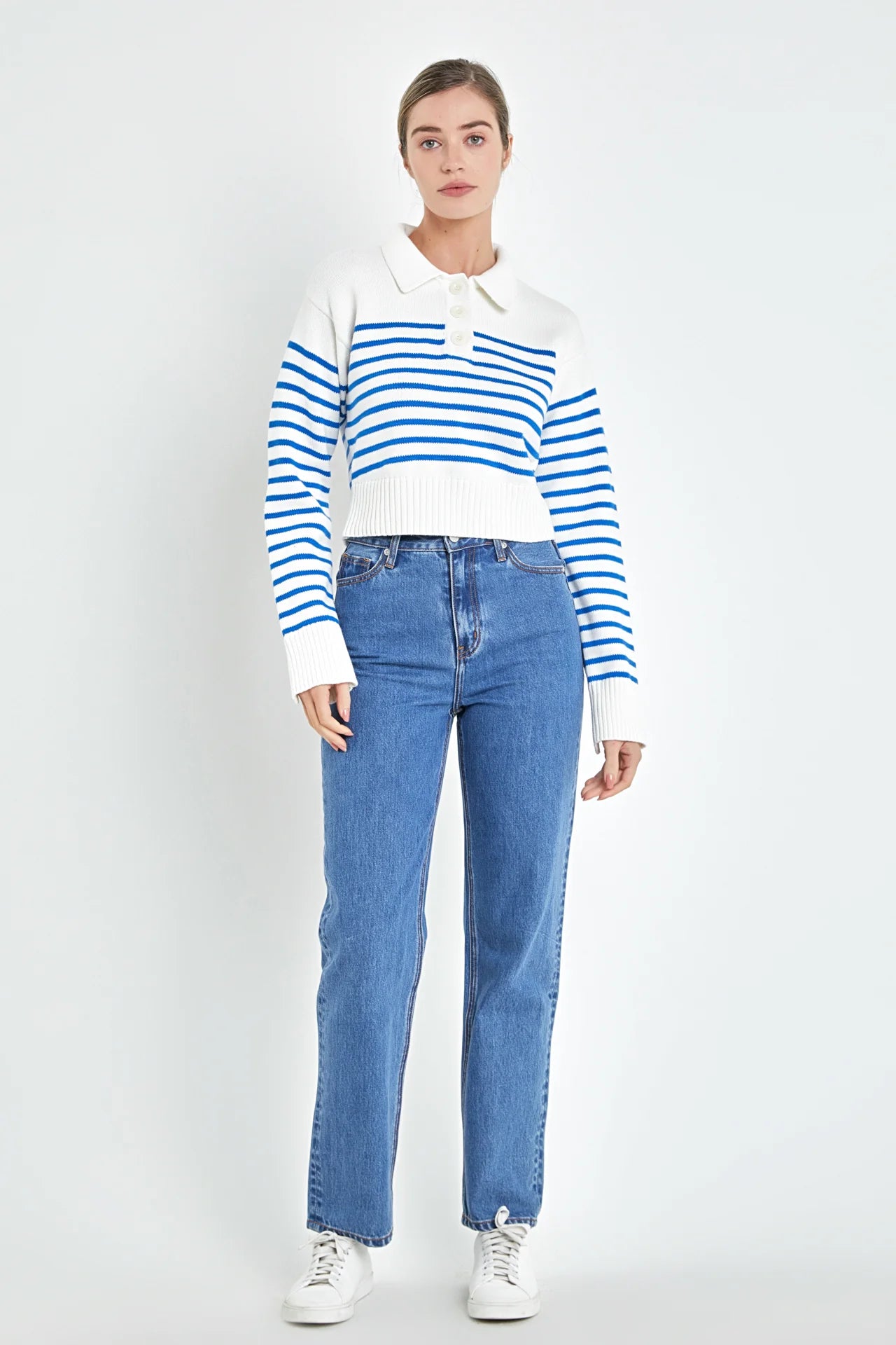 Stripe Knit Top | White/Blue