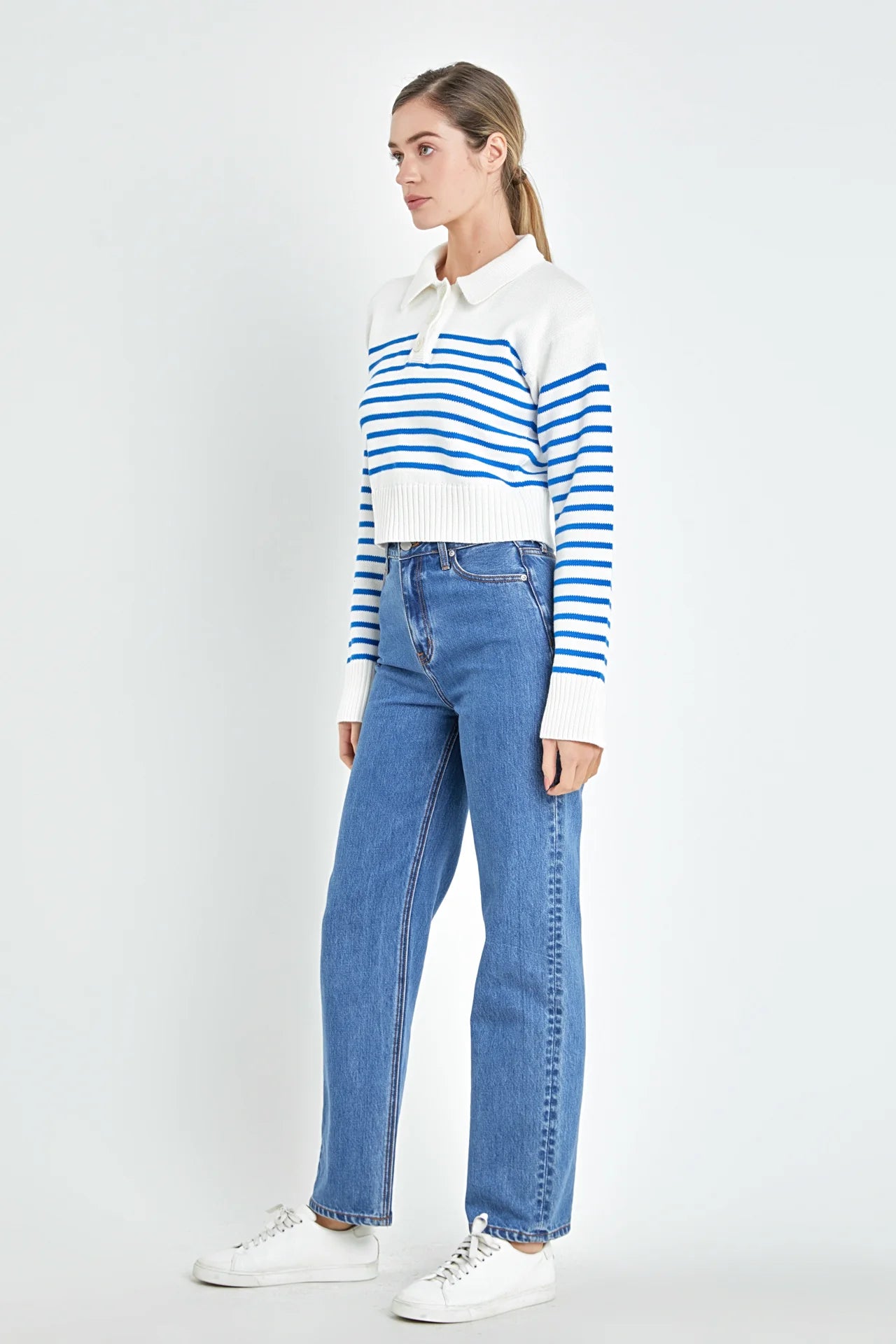 Stripe Knit Top | White/Blue