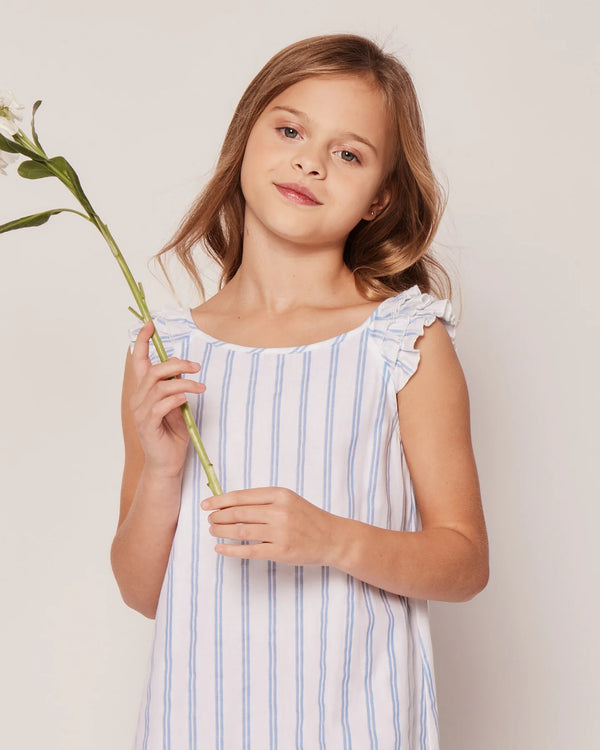 Girl's Twill Amelie Nightgown | Periwinkle Stripe