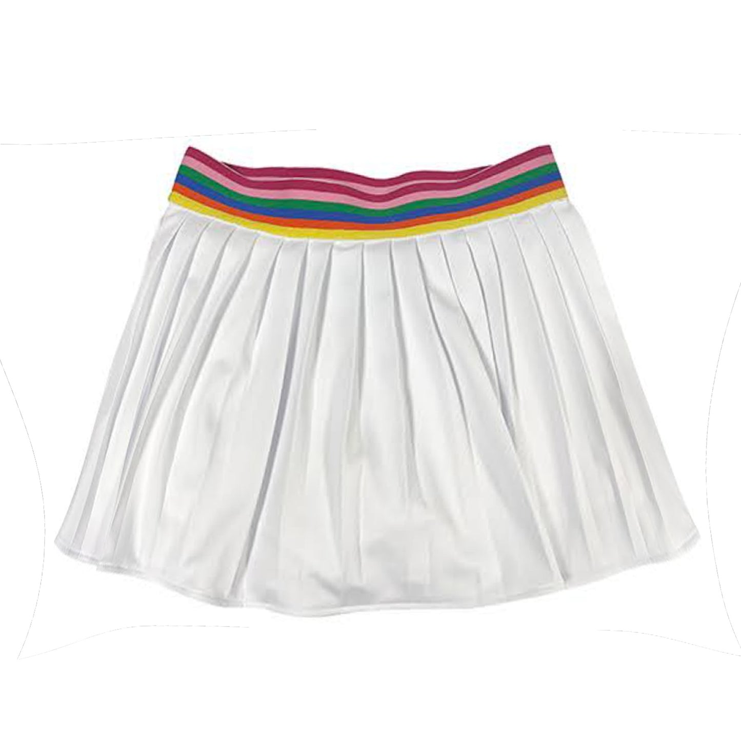 Rainbow Waist Tennis Skort | White