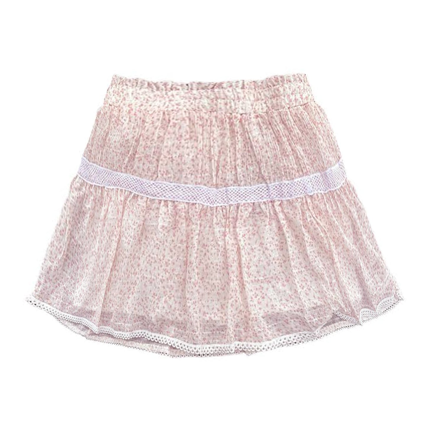 Gathered Waist Skirt | Micro Pink Floral