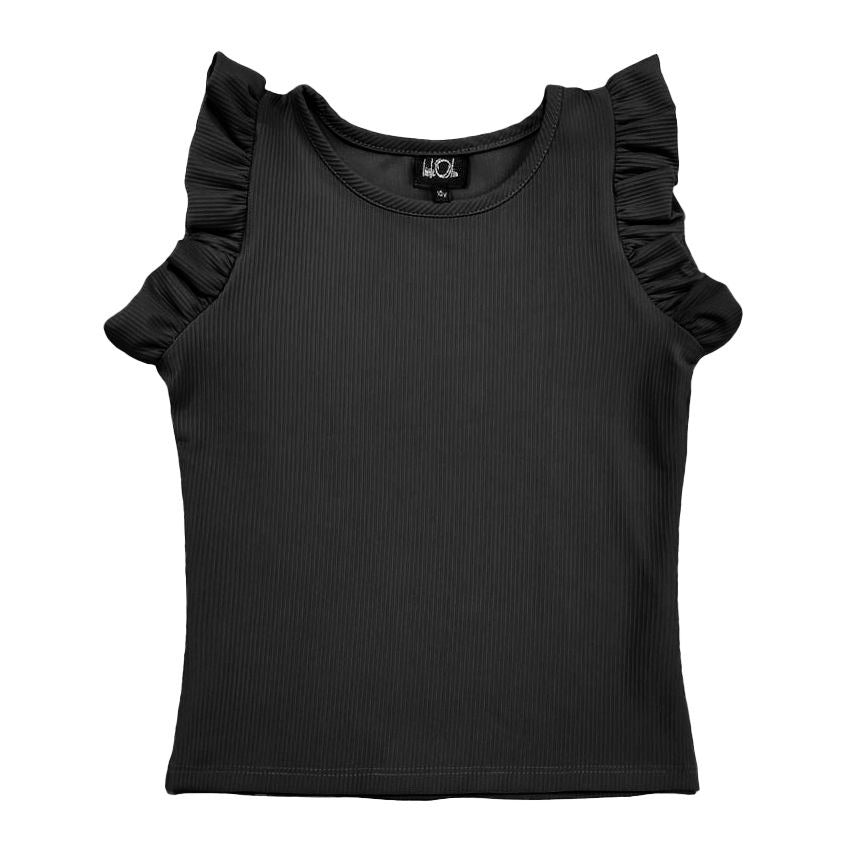 Ruffle Sleeve Top | Black