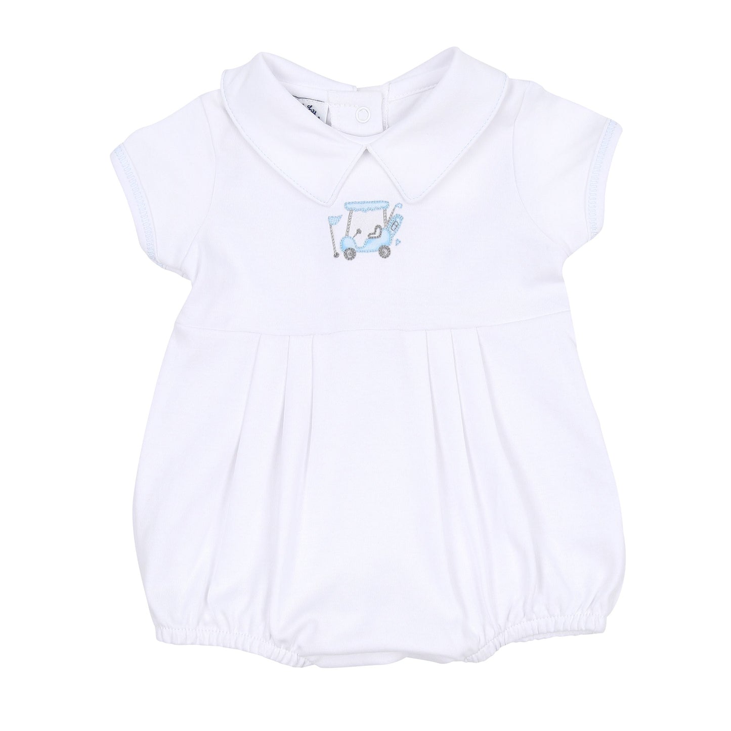 Putting Around Embroidered Collared Boy Bubble | Light Blue