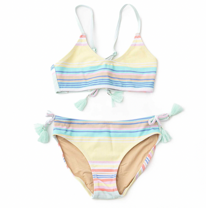 Surfer Stripe Ribbed Tie Back two piece
