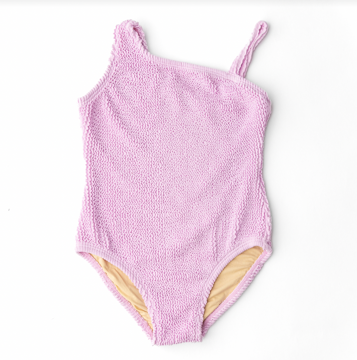one shoulder crinkle swim | lavender