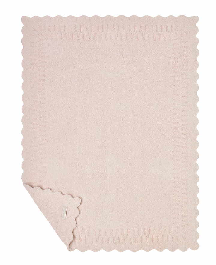 Cozy Chic Pink Scallop Stroller Blanket