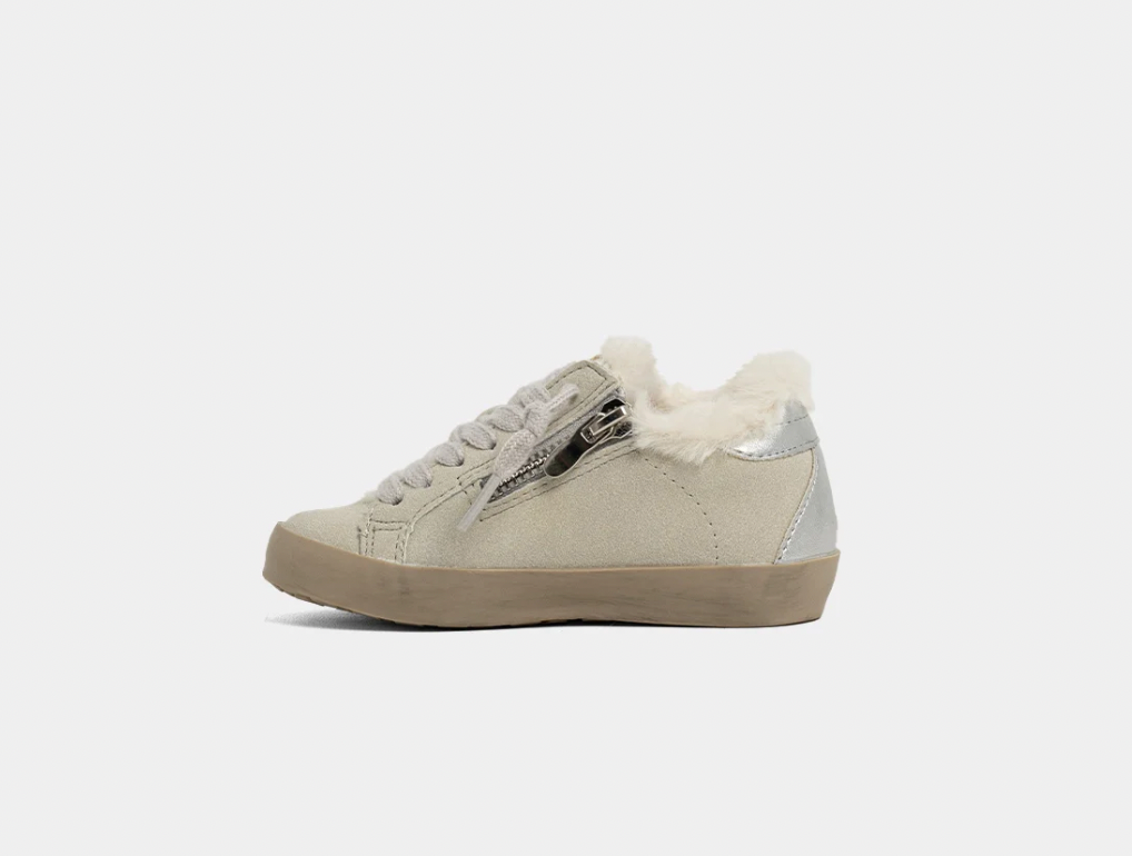 Paula Kids Sneaker | Light Grey Suede