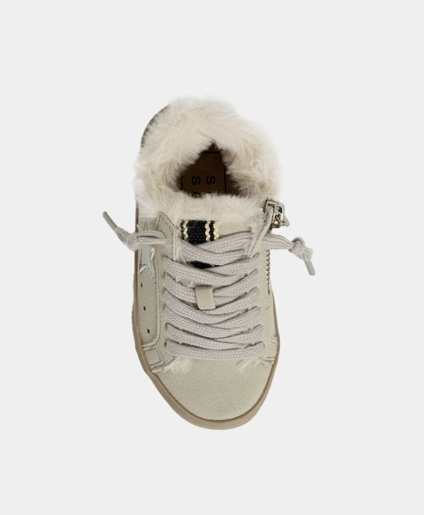 Paula Kids Sneaker | Light Grey Suede