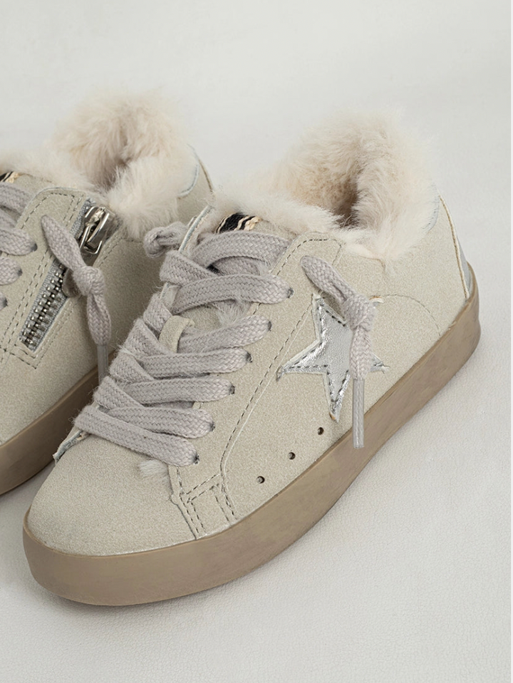 Paula Kids Sneaker | Light Grey Suede