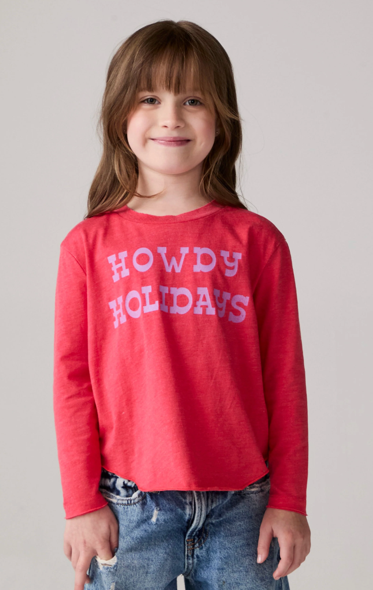 Howdy Holidays Girls Long Sleeve Tee