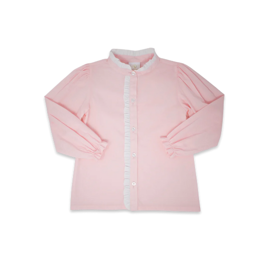 Polly Polo Long Sleeve | Pink/White