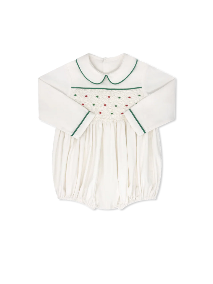 Timothy Smocked Bubble | Dreamy White Cord