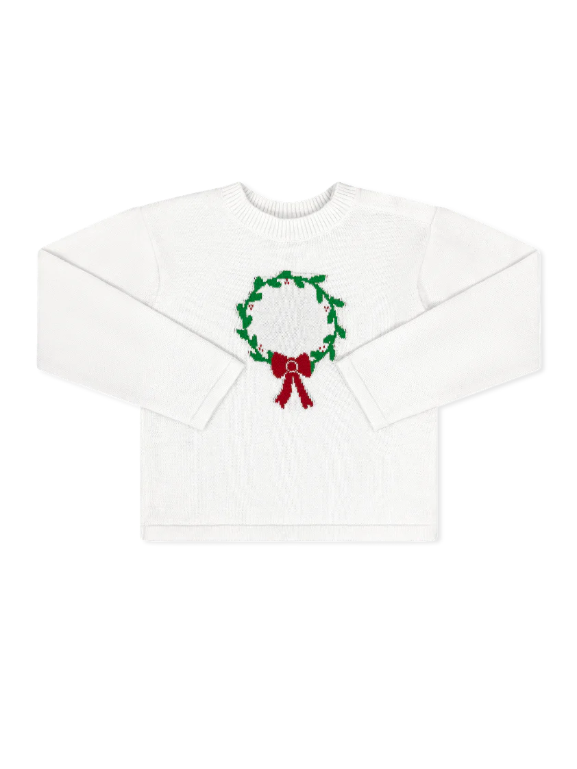 Cozy Up Wreath Sweater | Sterling White