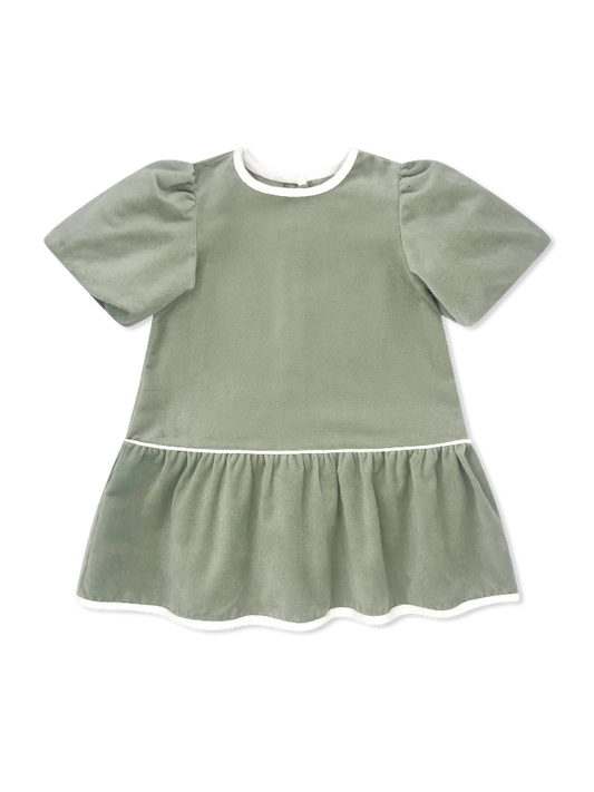 Harper Dress | Leyland Green Velvet