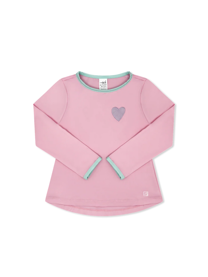 Bridget Long Sleeve Heart Tee | Pink, Mint, White