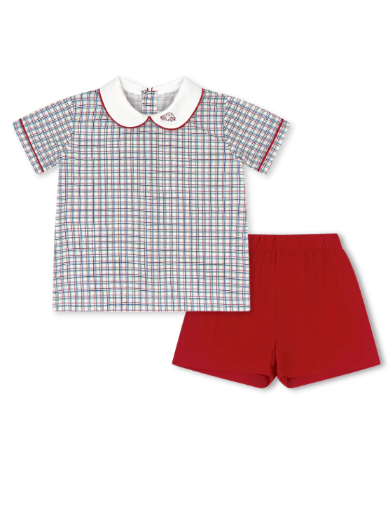 Sibley Short Set | Primary Plaid & Raleigh Red