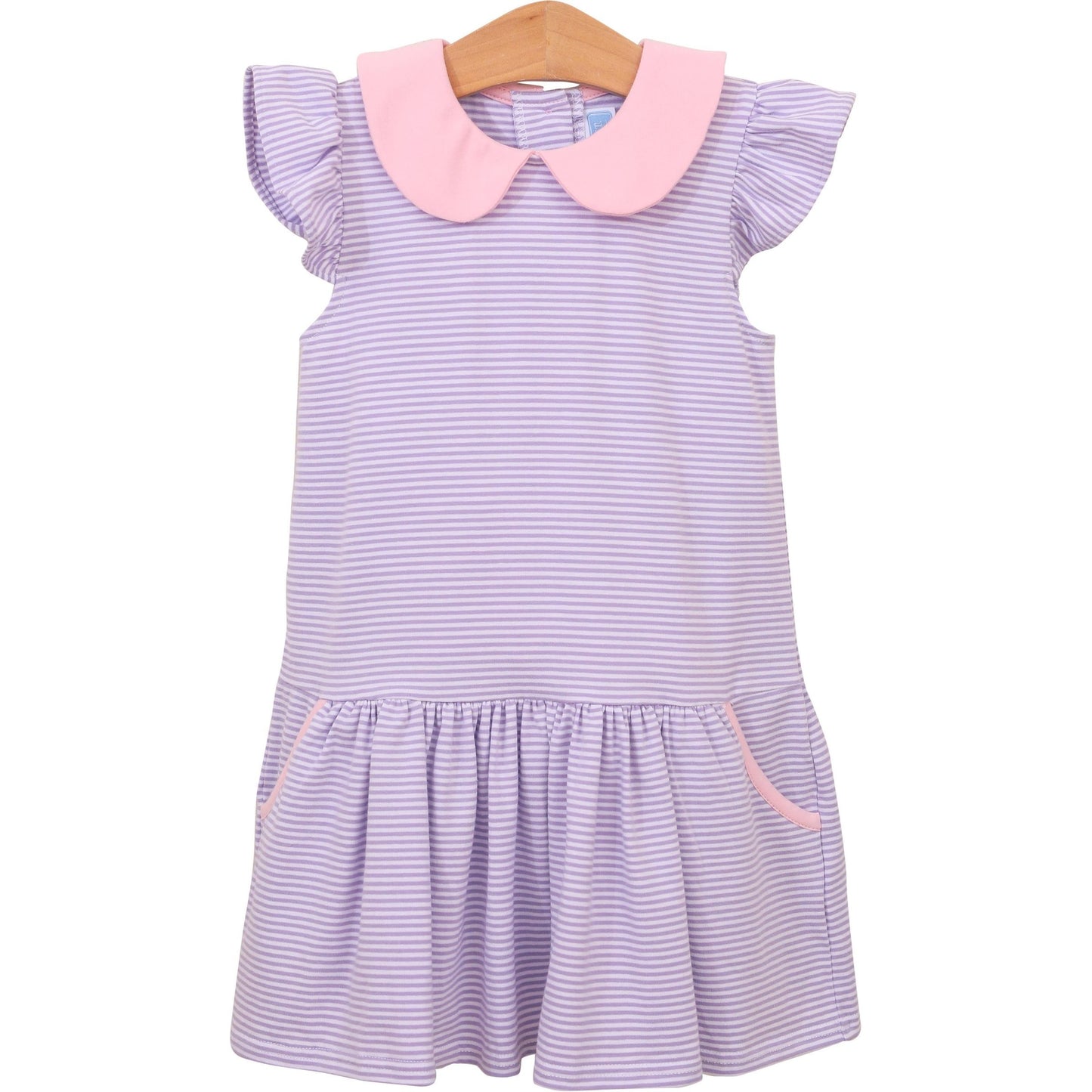 Genevieve Dress- Lavender Stripe/Light Pink