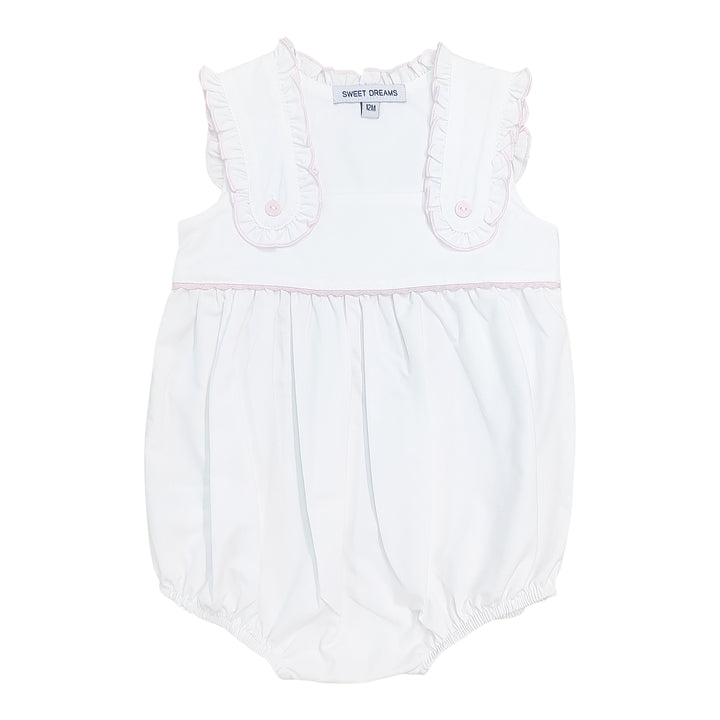 White Button Bubble with Pink Trim