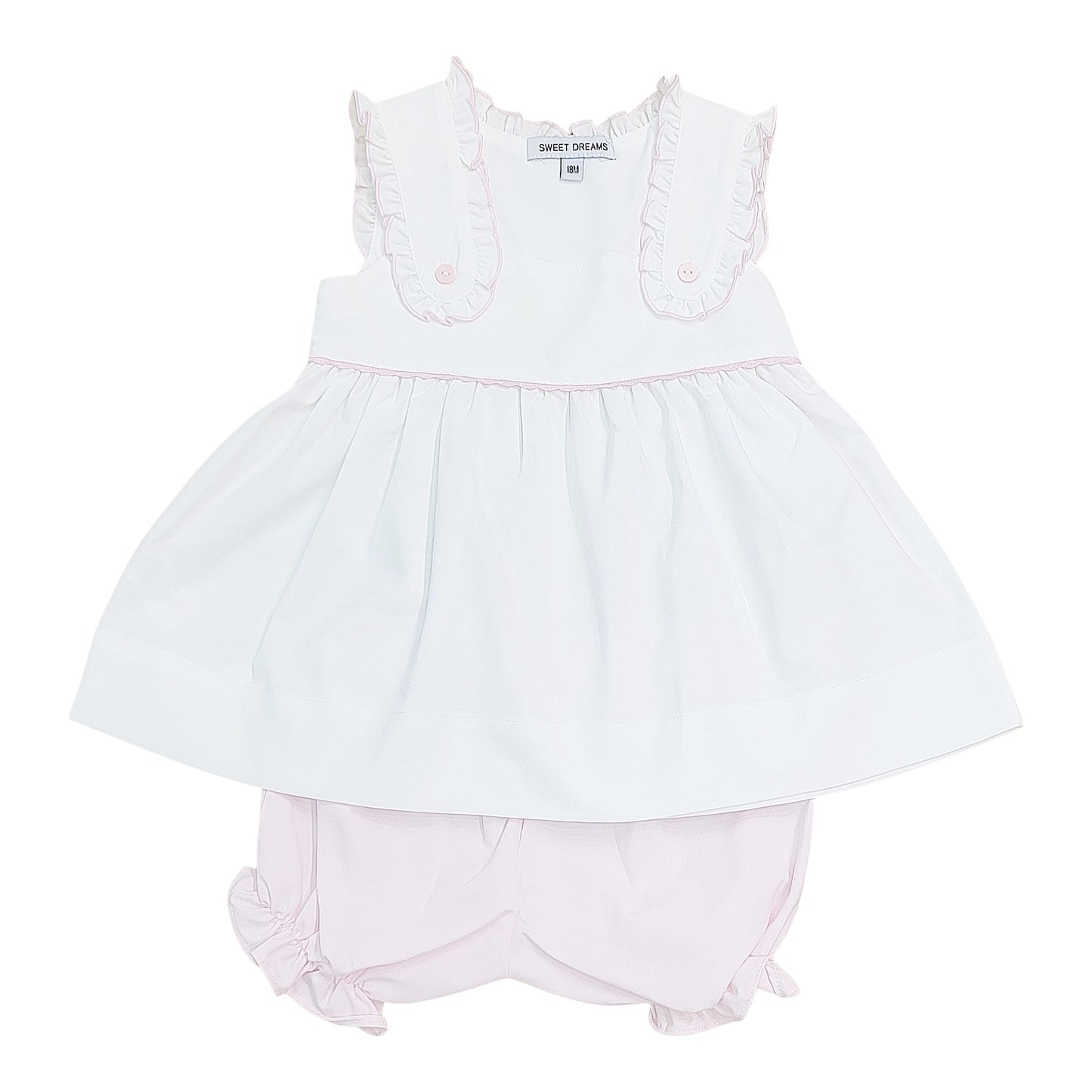 White with Pink Trim Bloomer Set