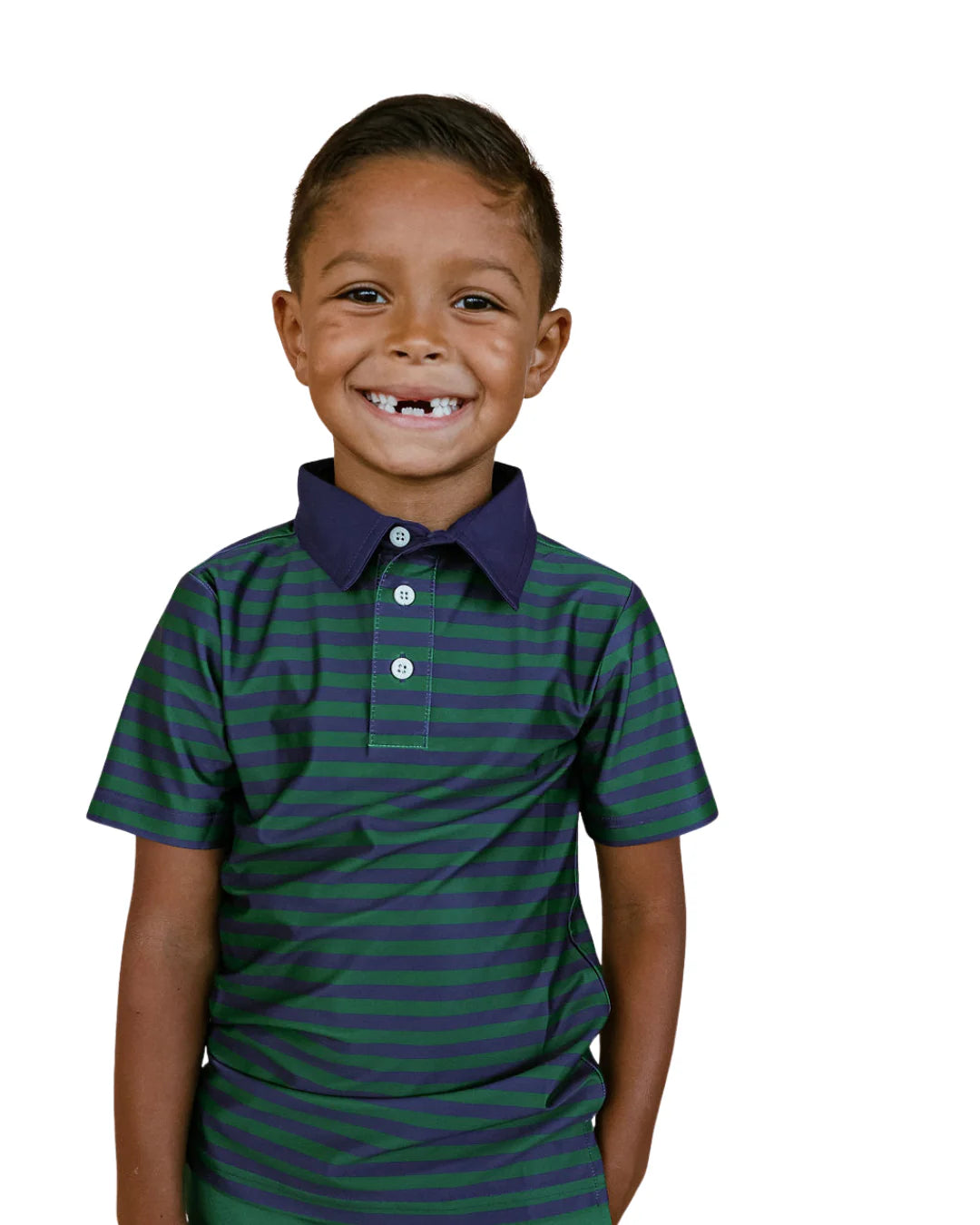 Navy & Dark Green QB Stripe Polo