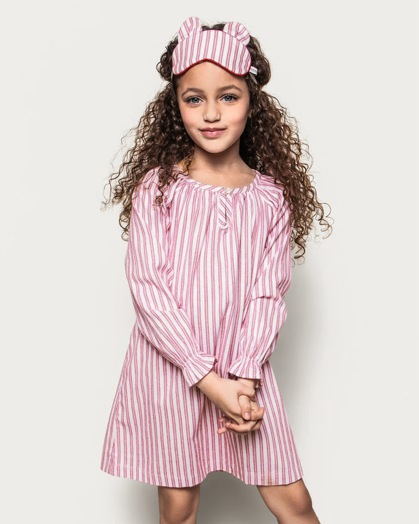 Girl's Delphine Twill Nightgown | Antique Red Ticking