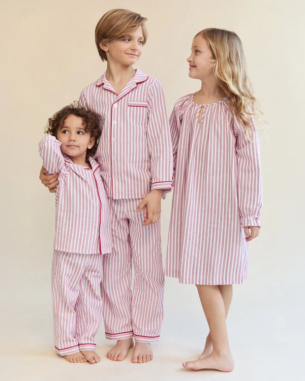 Girl's Delphine Twill Nightgown | Antique Red Ticking
