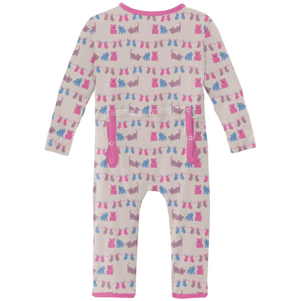 Print Coverall with 2 Way Zipper | Latte 3 Little Kittens