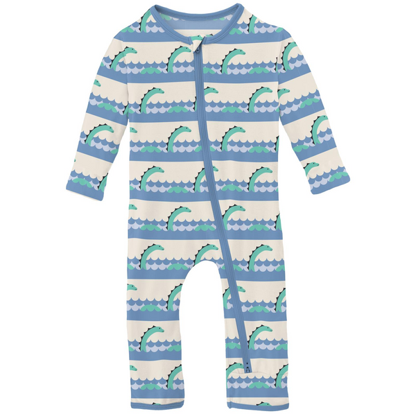 Print Coverall with 2 Way Zipper | Natural Sea Monster