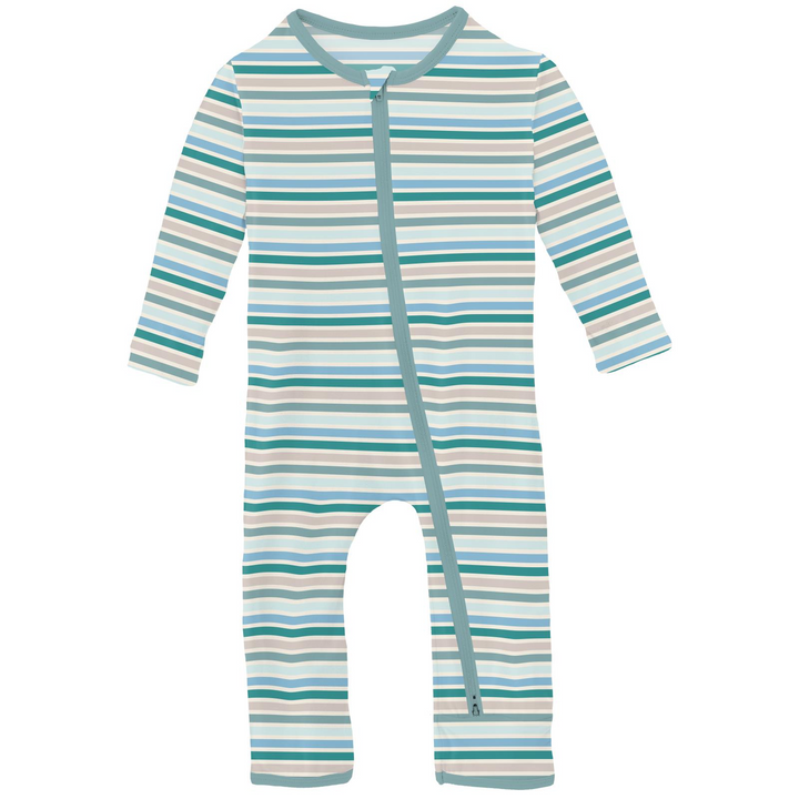 Printed Zipper Coverall | Lakeside Stripe