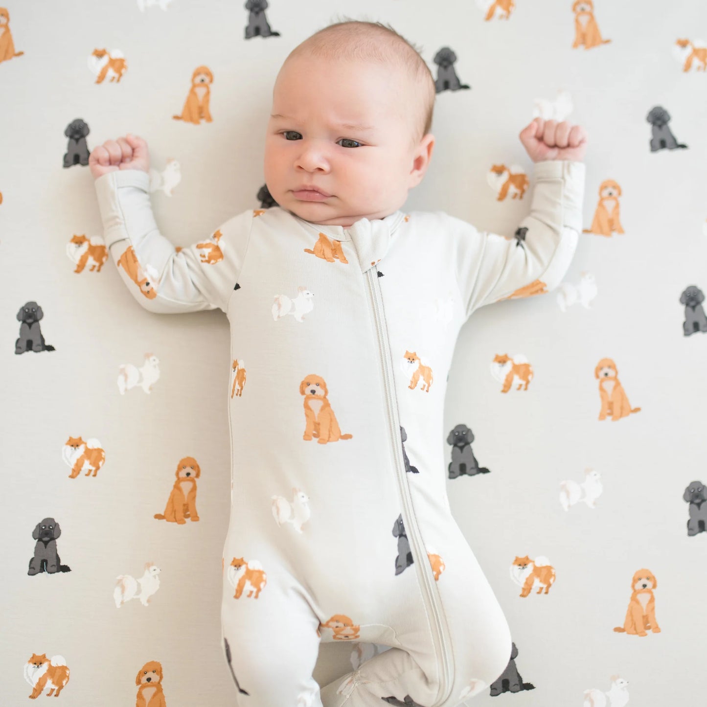 Kyte Baby Zippered Bamboo Footie | Fluffy Dog