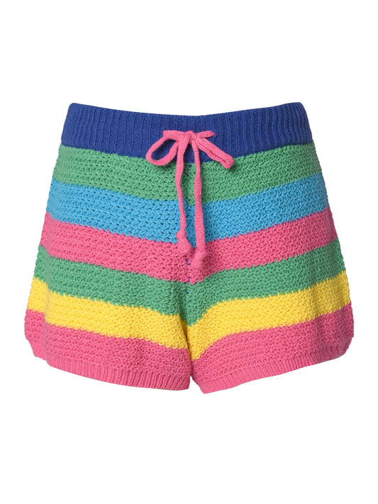 Striped Crochet Shorts | Fuchsia Multi