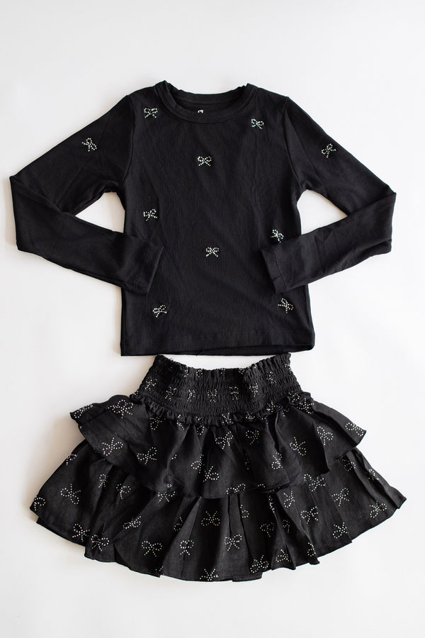 Crystal Bow Long Sleeve | Black