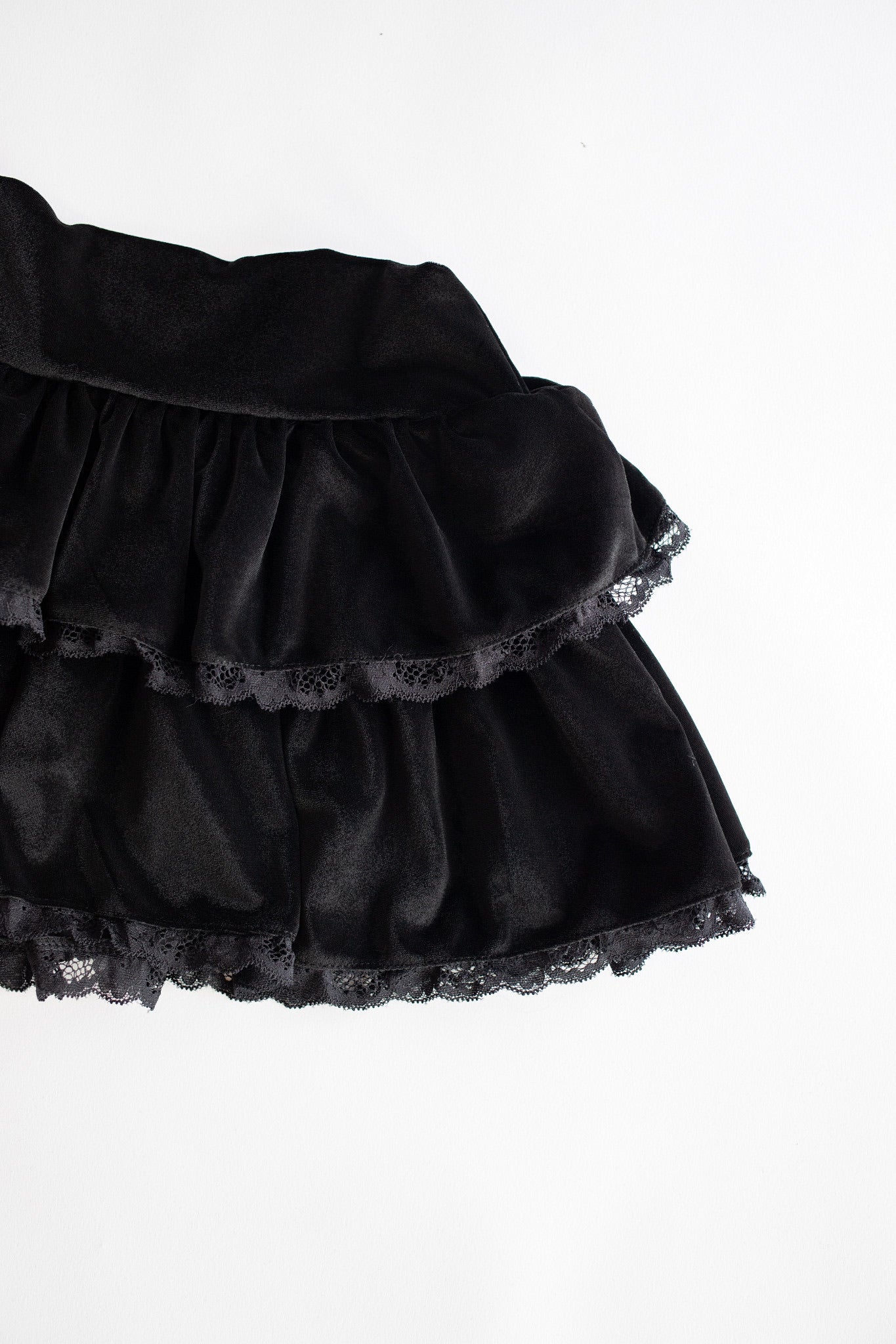 Tiered Velvet Skirt | Black