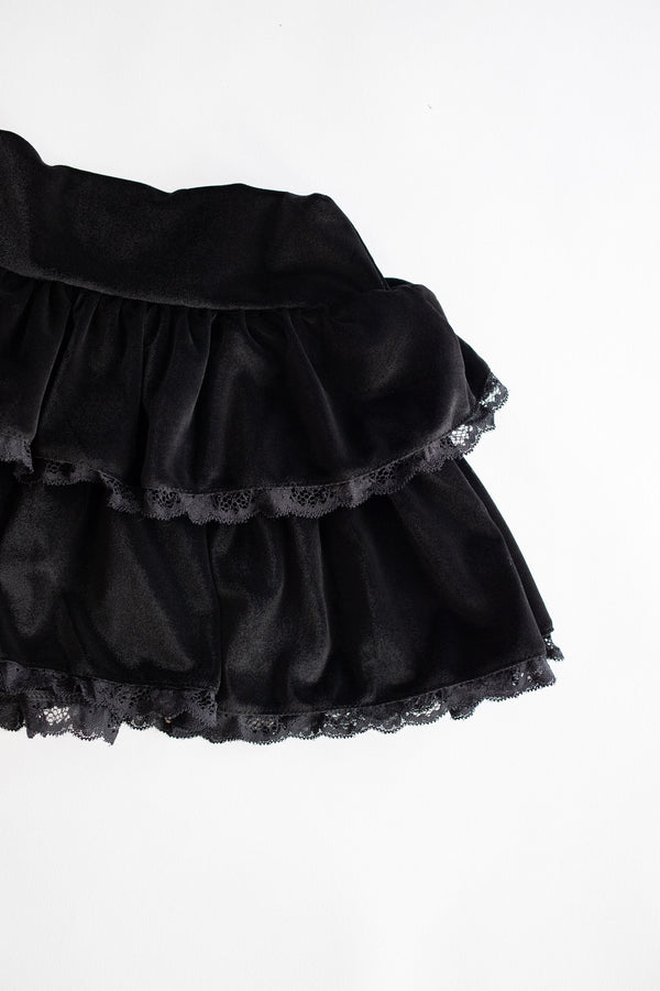 Tiered Velvet Skirt | Black