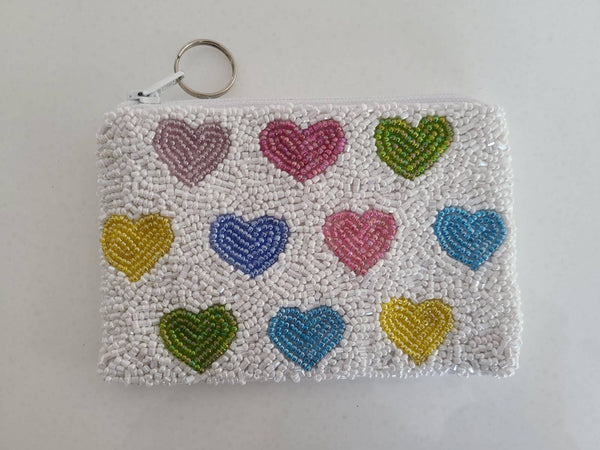 Multi Heart Beaded Coin Purse