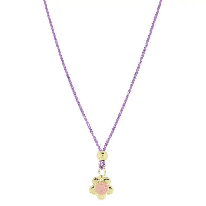 Lavender Chain Happy Flower Necklace