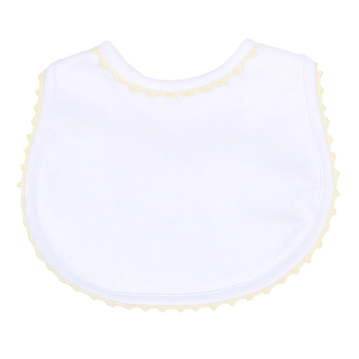 Baby Joy Yellow Crochet Trim Bib