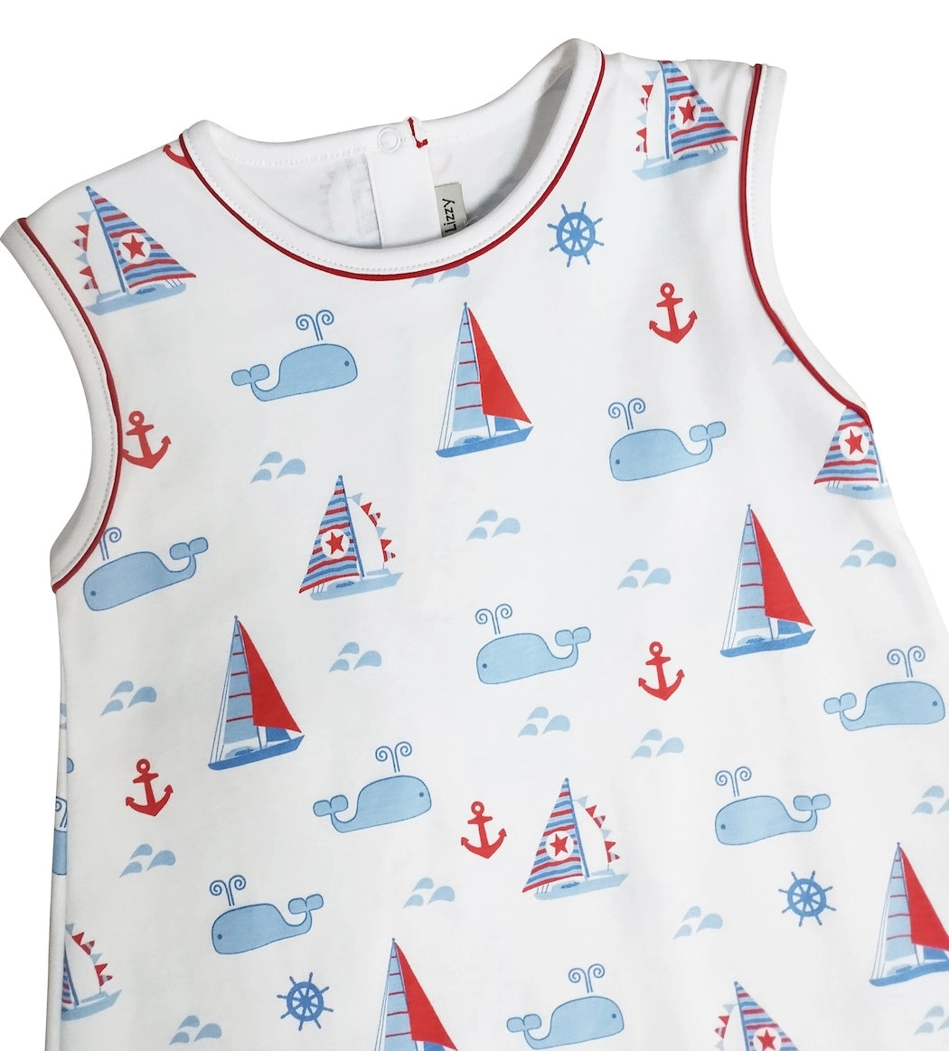Nantucket Whales & Sailboats A-Line Dress