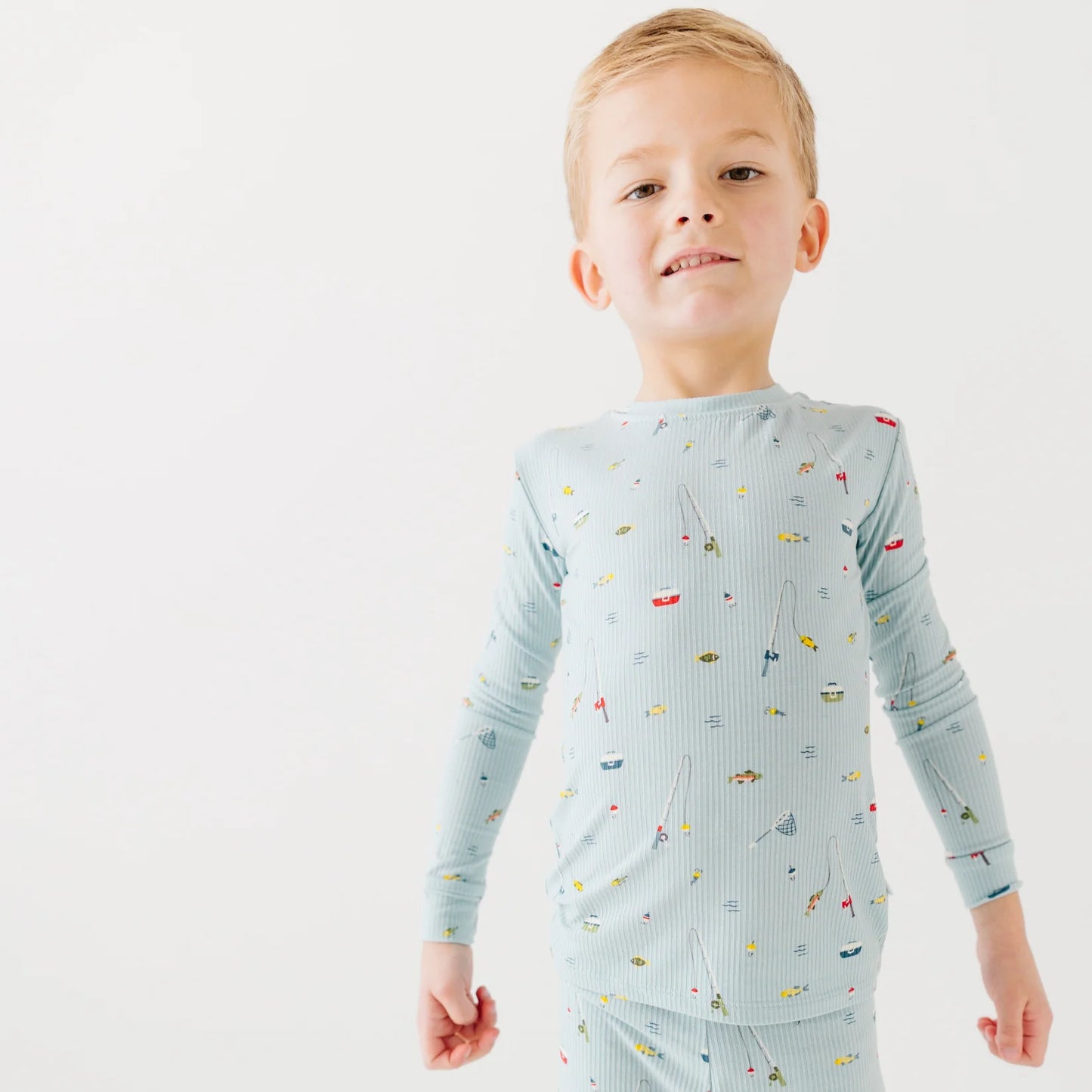 Two-Piece Ribbed Long Sleeve Pajamas | Gone Fishing