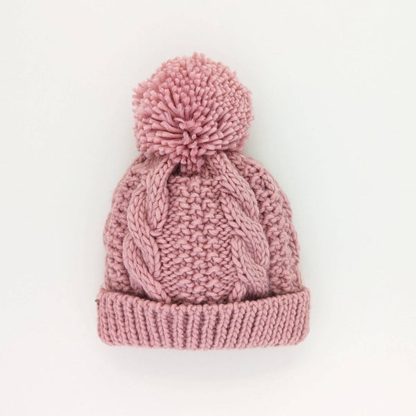 Cable Knit Beanie Hat | Rosy Pink