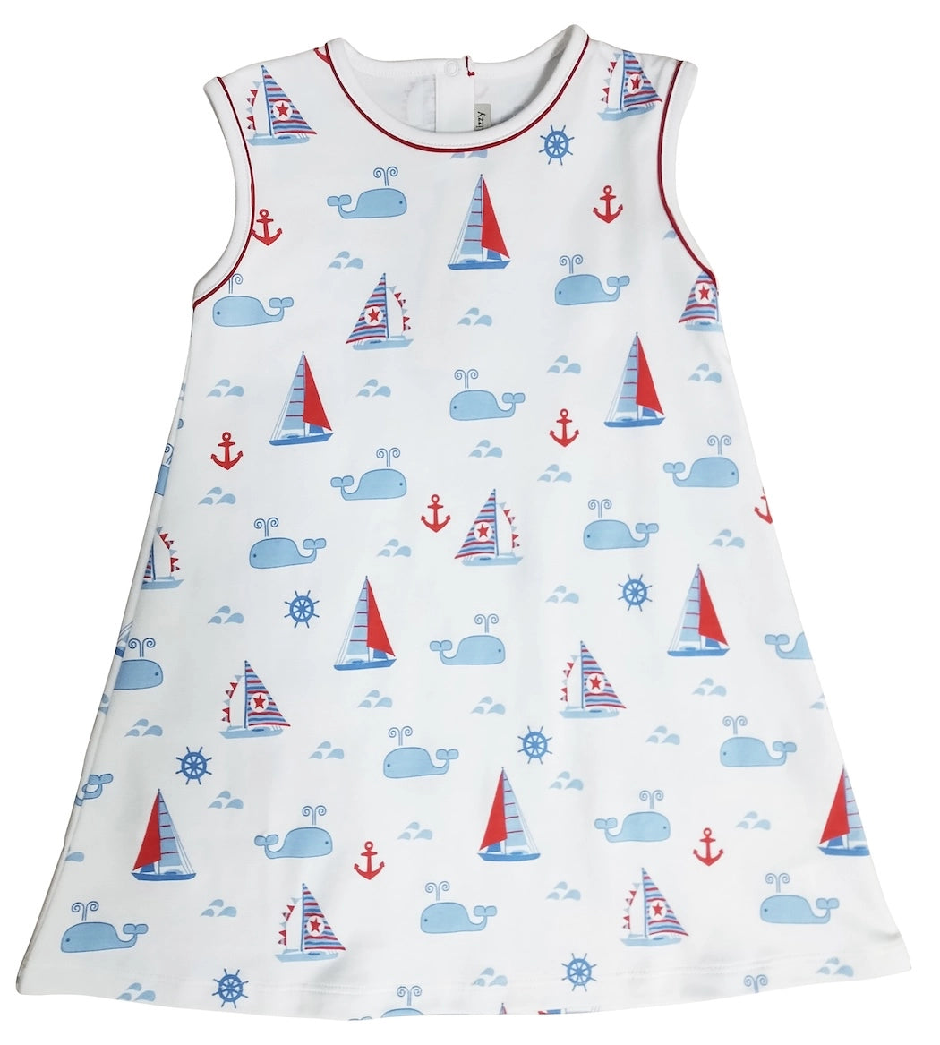 Nantucket Whales & Sailboats A-Line Dress