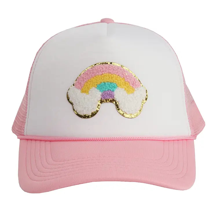 Rainbow Patch Trucker Hat | Pink