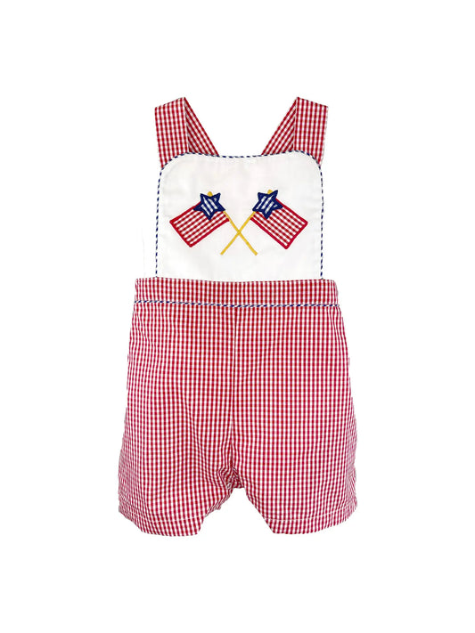 Flag Applique Overall | Red Gingham