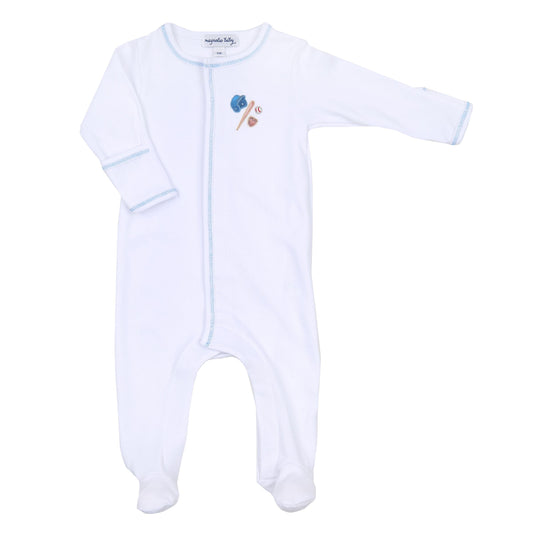 Field of Dreams Embroidered Footie | Blue