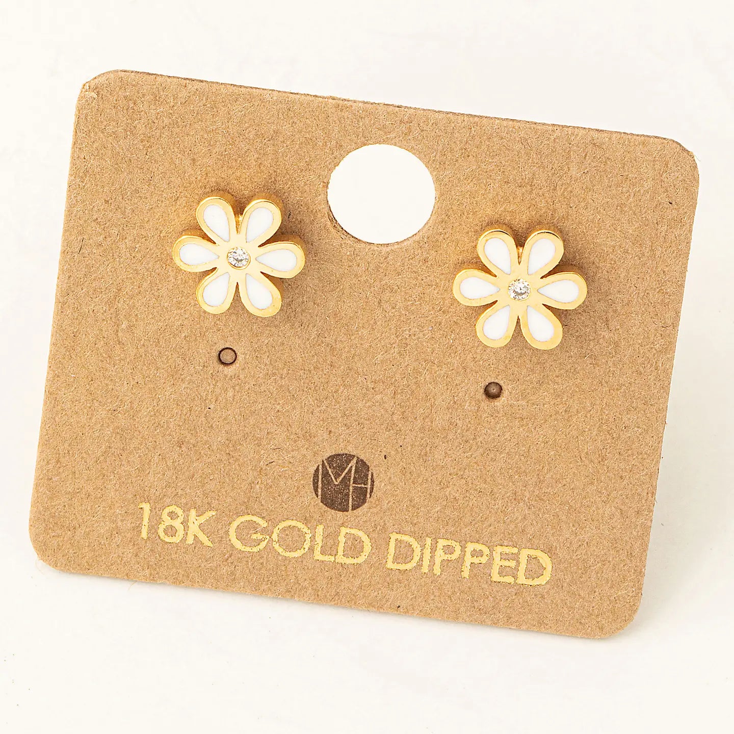 Enamel Flower Stud Earrings | White